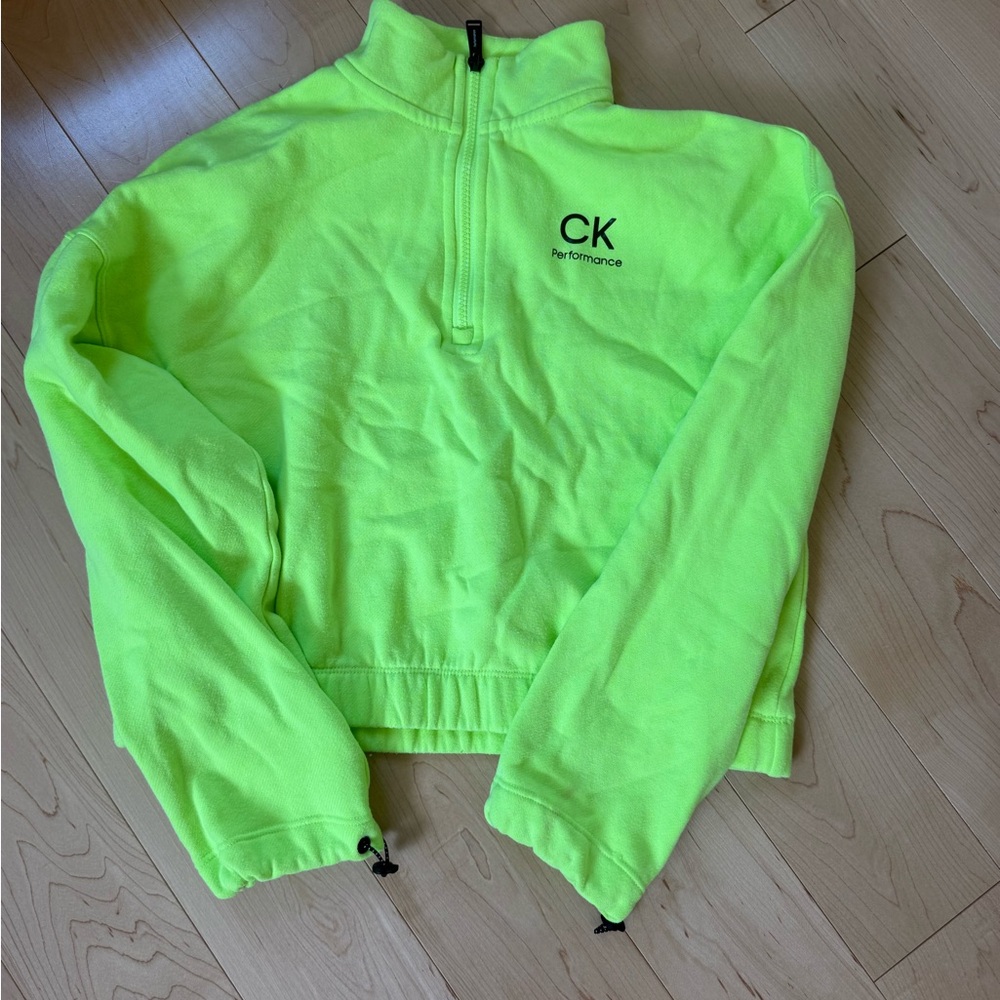 Calvin Klein Performance Bright Green Fleece Jacket, Size S